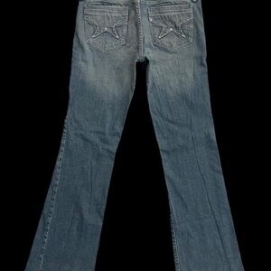 Vintage Denim Flare Jeans with Star Stitching